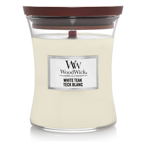 נר ריחני - Woodwick Candle White Teak 275G