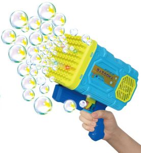 רובה בועות סבון עוצמתי 86 חורים Wanna Bubbles עם תאורת לד, בקבוק סבון וסוללה נטענת