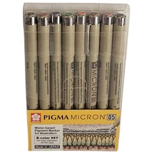 סט 8 טושים 05 צבעוניים פיגמה PIGMA Micron