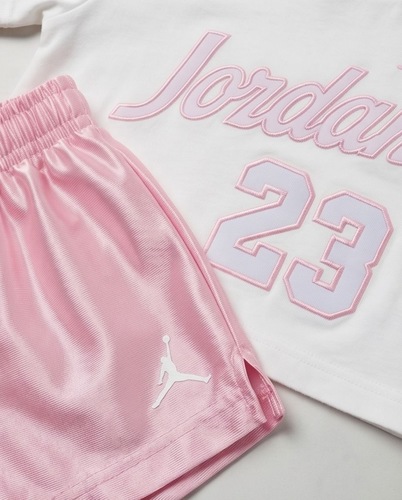 חליפה JORDAN מידות 2-7 לילדים בגוון לבן-ורוד