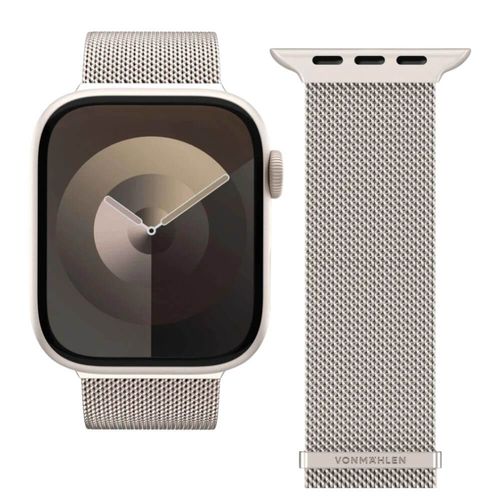 רצועות לשעון אפל VONMAHLEN Milanese Loop 2 גודל 44/45/46/49mm בז' שמפניה
