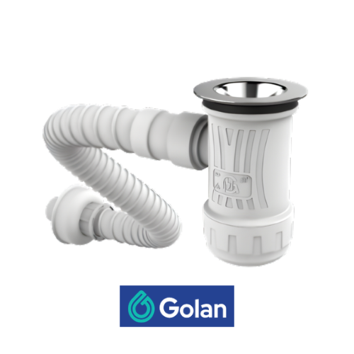 סיפון "¼1 גולן GTR40063U לכיור רחצה ונטיל וצינור גמיש