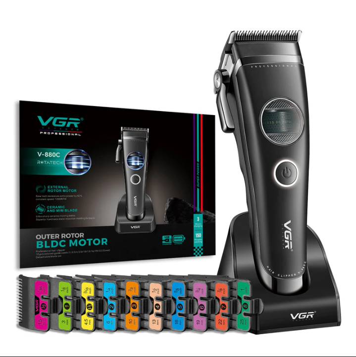 מכונת תספורת מקצועית VGR V-880C עם מנוע BLDC