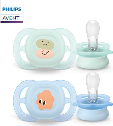 זוג מוצצי סיליקון אולטרה סטארט  0-2 חודשים- פסטל לייט בנים