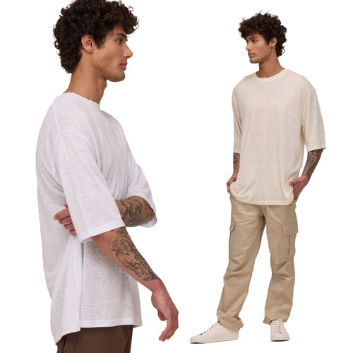 חולצת אוברסייז מראה פשתן | S-L | OVERSIZE 