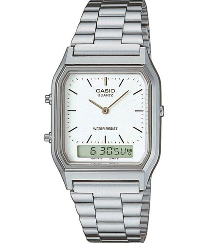 שעון Casio משולב אנלוגי-דיגיטלי – נירוסטה כסופה עם לוח לבן