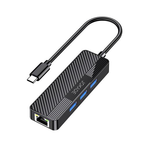 מפצל טייפ סי ל3 יציאות USB3 + יציאת רשת גיגה JC009-F