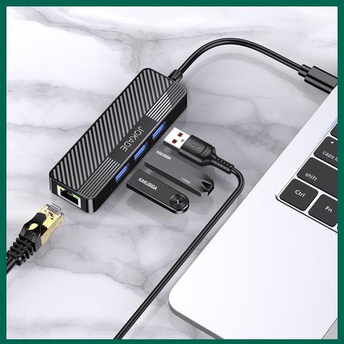 מפצל טייפ סי ל3 יציאות USB3 + יציאת רשת גיגה JC009-F