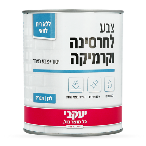 צבע לחרסינה וקרמיקה - לבן מבריק 750 מל
