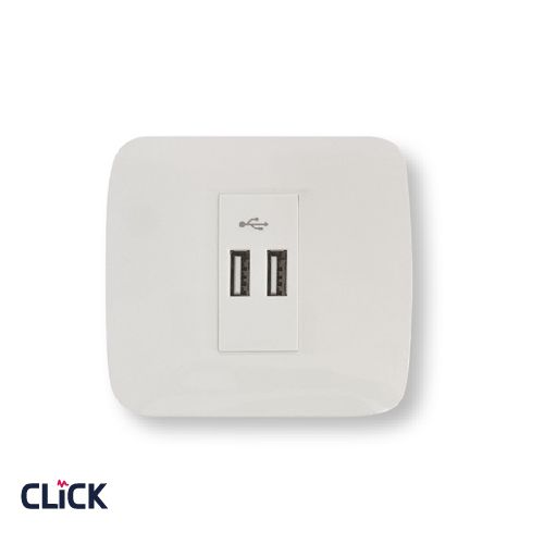 שקע USB כפול 2.4A תהט לקופסא 55 CLICK לבן