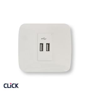 שקע USB כפול 2.4A תהט לקופסא 55 CLICK לבן
