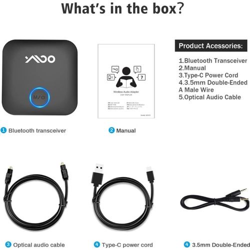 משדר מקלט Bluetooth 5.3 1MII ומתאם אודיו Bluetooth