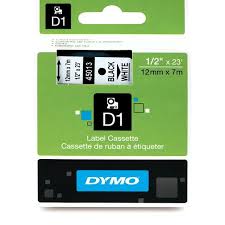 סרט מדבקות מקורי  שחור על לבן 12 מ"מ DYMO D1 45013 S0720530 