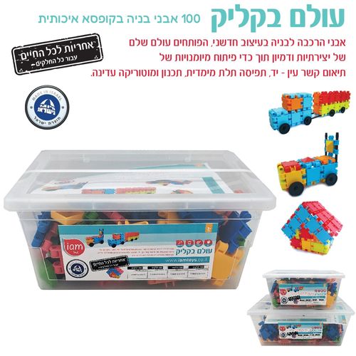 אבני בניה 300 חלקים בקופסה 9 ליטר