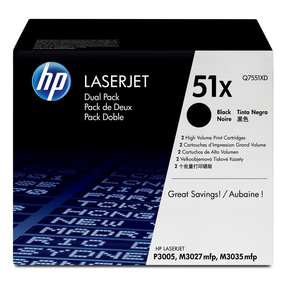 זוג טונרים שחור מקורי    HP 51X Q7551XD