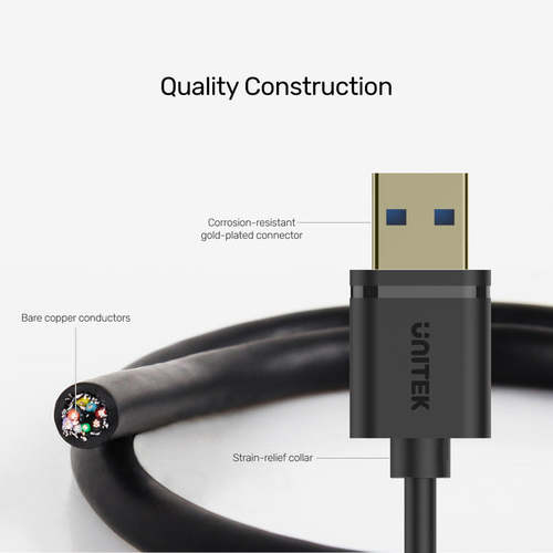 כבל מאריך Unitek Y-C457GBK USB3.0 Type-A  to Type-A - USB 3.0  