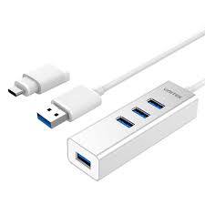 USB 3.0 4-Port Aluminium Hub With USB Type-C Adaptor   TYPE C מתאם וכבל 
