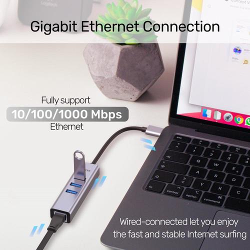 Unitek uHUB Q4+ 4-in-1 Usb-A Hub With Gigabit Ethernet 