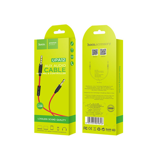 כבל Hoco Aux Audio Cable With mic & controller UPA12