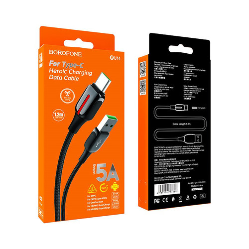 כבל טעינה ודאטה Borofone USB to Type-c BU14 1.2m 5A