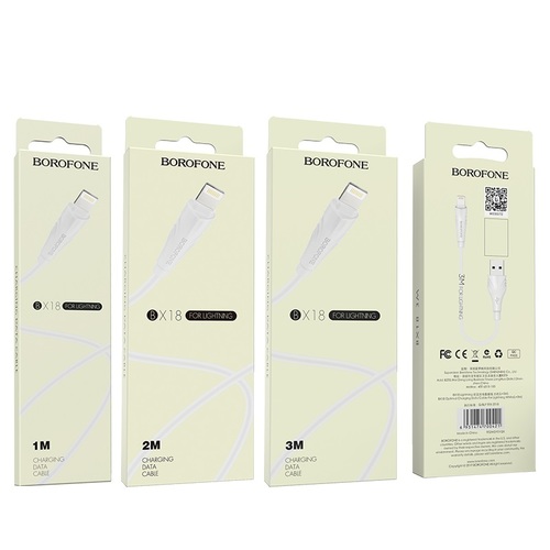 כבל טעינה ודאטה 3 מטר Borofone BX18 USB To Lightning