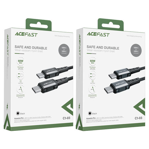 כבל טעינה ודאטה אפור AceFast C1-03 Type-C To Type-C