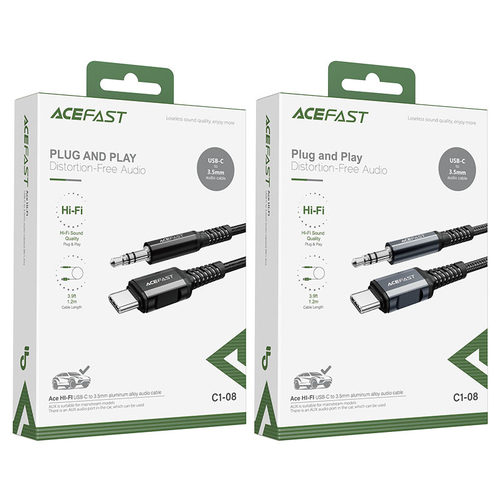 מתאם אודיו זכר אפור AceFast C1-08 Type-C To 3.5mm