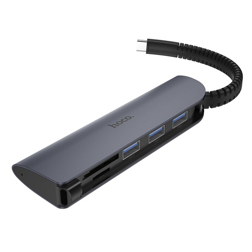 תחנת עגינה / מתאם Hoco HB17 Usb-c to 3 usb 3.0+sd+tf