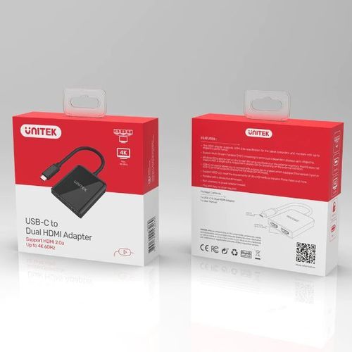מתאם לשתי Unitek V1408A Type-c to Dual HDMI - HDMI 