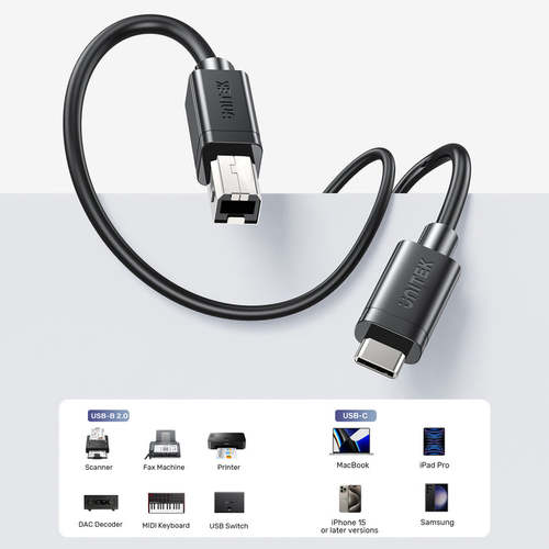 כבל Unitek C14140ABK03 USB-C to USB-B  