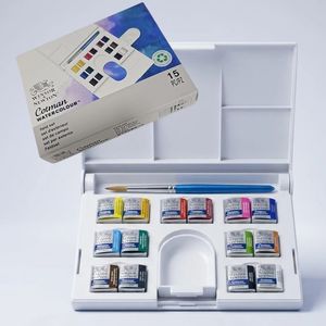 סט 14 חצאי טבליות צבעי מים ומכחול Winsor & Newton Cotman