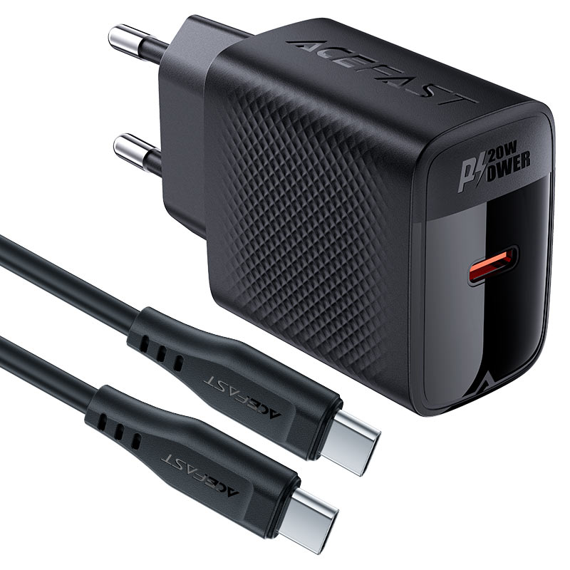 מטען DP 20W + כבל טעינה TYPE-C  לטלפון נייד AceFast A82