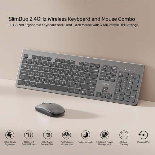 סט מקלדת ועכבר דק Unitek SlimDuo 2.4GHz T054AGY01