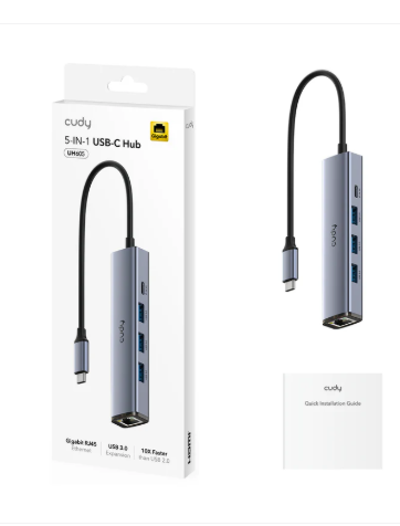 תחנת עגינה CUDY 6-IN-1 USB-C Hub with GbE & 4K@60Hz HDMI UH606