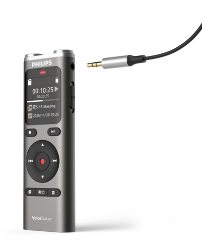 מכשיר הקלטה Philips DVT2075 עם תמלול AI וסיכום פגישות אוטומטי