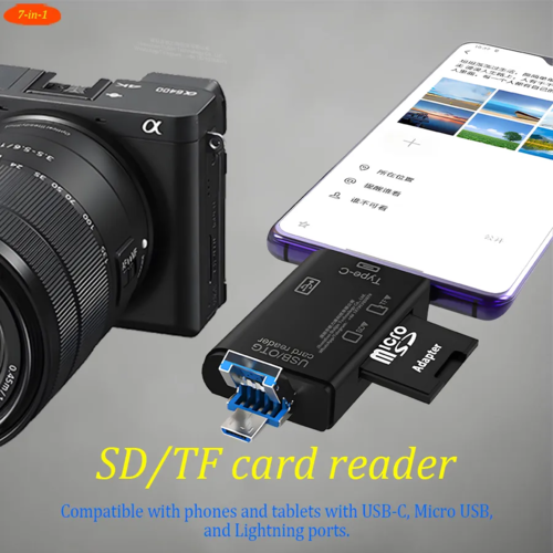 קורא כרטיסים משולב USB/OTG עם קופסת איחסון לכרטיסים