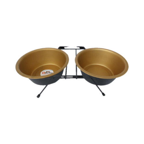 R FOR PET סט קערות נירוסטה שחור זהב 25 ס