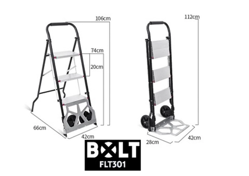 דרגלה BOLT FLT201 משלבת עגלה וסולם 3 שלבים. נושאת 80ק
