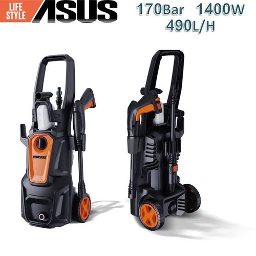 מכונת שטיפה בלחץ גרניק דגם AL4500 עם לחץ 170 בר ועוצמת מנוע 1400W, כוללת ראש טורבו מתכוונן, מיכל הקצפה, צינור לחץ 10 מטר וגלגלים לנשיאה