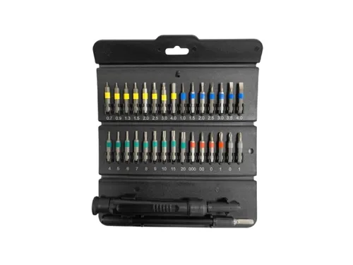 סט מברג מיני SIGNET 52290 עם 32 חלקים כולל ידית ארגונומית, מאריך גמיש ו-30 ביטים במגוון סוגים ומידות לעבודות עדינות ומקצועיות