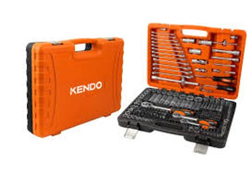 סט בוקסות משולב מקצועי KENDO 890594 הכולל 216 חלקים מפלדת כרום-ונדיום, בוקסות בגדלים 1/4-1/2 אינץ', מפתחות, ביטים ואביזרים בקופסת אחסון מסודרת