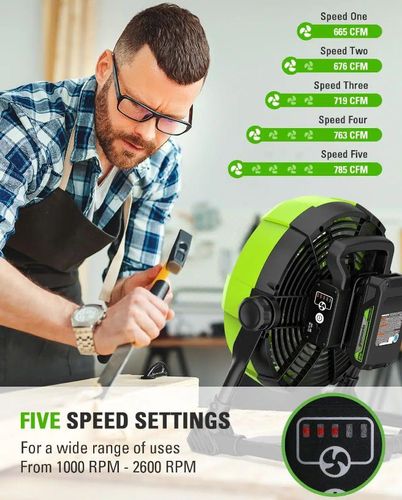 מאוורר קמפינג נטען GREENWORKS דגם 99634 24V עם קוטר 25.4 ס