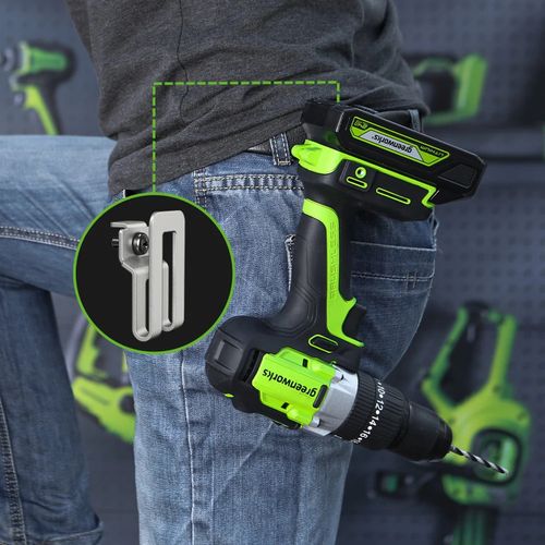מברגה/מקדחה נטענת GREENWORKS GD24DD60 24V Brushless עם מומנט 60Nm, שתי מהירויות עבודה, תאורת LED מובנית וכושר קידוח מקצועי עד 38 מ