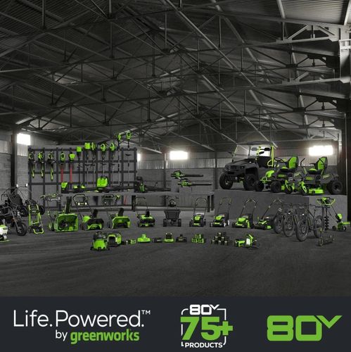 סוללת ליתיום נטענת GREENWORKS 99566 80V 5 אמפר דור שני עם מחוון LED מובנה, טכנולוגיה מתקדמת ללא אובדן זיכרון וטעינה מהירה של 75 דקות