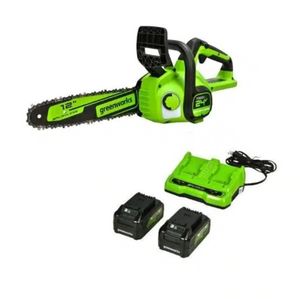 מסור שרשרת נטען Brushless להב 12" (30 ס״מ) כולל 2 סוללות 2 אמפר ומטען GREENWORKS 99517-1 24V