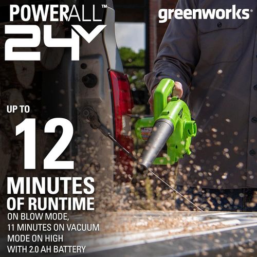 שואב מפוח רב תכליתי GREENWORKS דגם 99506-7 24V קומפקטי ועוצמתי במשקל 1.1 ק