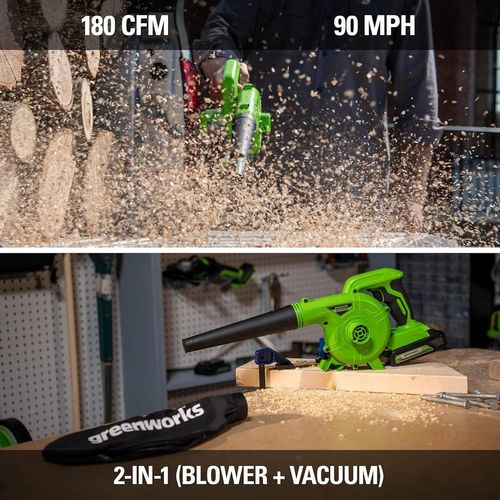 שואב מפוח רב תכליתי GREENWORKS דגם 99506-7 24V קומפקטי ועוצמתי במשקל 1.1 ק