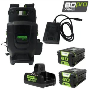יחידת כח נישאת 80V PRO + שתי סוללות 4 אמפר ומטען כפול - סט מלא - 80V דגם 99782 GREENWORKS