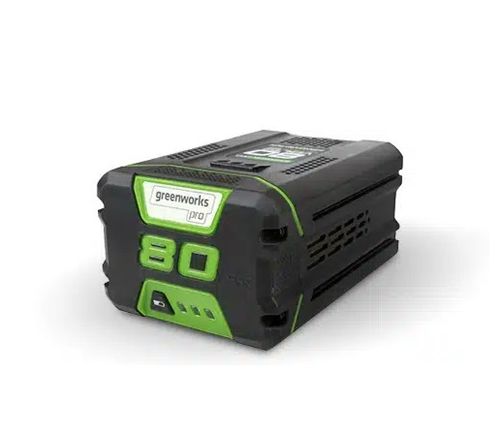 יחידת כח נישאת GREENWORKS 80V PRO דגם 99781 עם תא סוללות כפול, כוללת 2 סוללות 5 אמפר ומטען מהיר כפול, מערכת מעבר אוטומטי בין סוללות לעבודה מקצועית רציפה