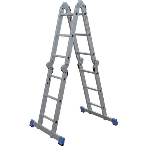 סולם רב מצבי אלומיניום DOFAIR MLSS-6120 מתקפל עם מייצבים רחבים - מוצג בתצורת חצובה עם מנגנון נעילה אוטומטי Click-Lock לעבודות בטיחותיות